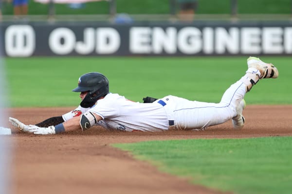 Arizona Diamondbacks infield prospect Tim Tawa slides into second base for the Amarillo Sod Poodles at Hodgetown.