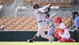 Diamondbacks prospect LuJames Groover (1) bats for the Salt River Rafters at Camelback Ranch in the Arizona Fall League.